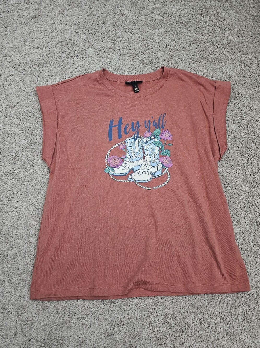 Jessica Simpson Hey Yall Rust T Shirt S NWT